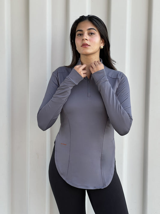 The Grey Sculpt Half Zip Top